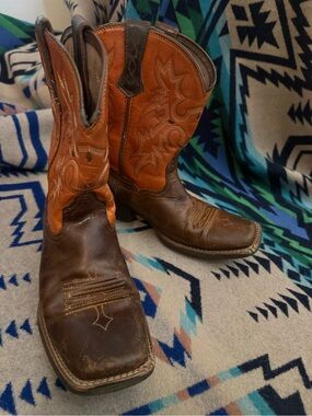 Ariat Brown and Orange Two-Tone Western Cowboy Boots